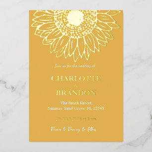 Invitation En Aluminium Mariage Tournesol Or Jaune