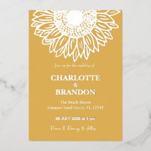 Invitation En Aluminium Mariage Tournesol Or Jaune