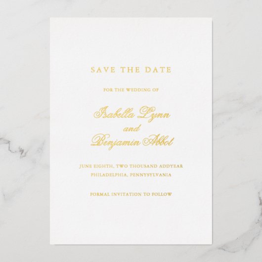Invitation En Aluminium Mariage traditionnel élégant Enregistrer la date (Recto)