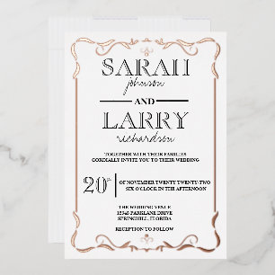 Invitation En Aluminium Mariage Traditionnel Élégant Rose Gold