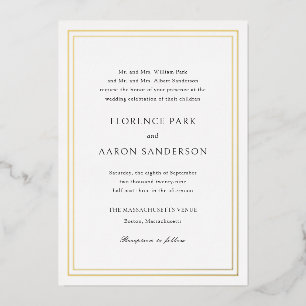 Invitation En Aluminium Mariage traditionnel noir et blanc intemporel