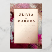 Invitation En Aluminium Mariage | Traits de pinceau perle métallique fuchs (Recto)