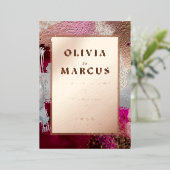 Invitation En Aluminium Mariage | Traits de pinceau perle métallique fuchs (Debout devant)