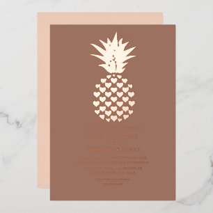 Invitation En Aluminium Mariage Tropical à la Mocha et Or Rose