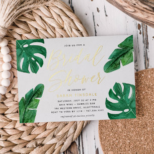 Invitation En Aluminium Mariage Tropical Été Feuilles Monstera