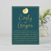 Invitation En Aluminium Mariage Turquoise Blue and Gold Beach (Debout devant)