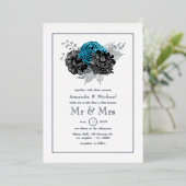 Invitation En Aluminium Mariage Turquoise, Noir et Argent (Debout devant)