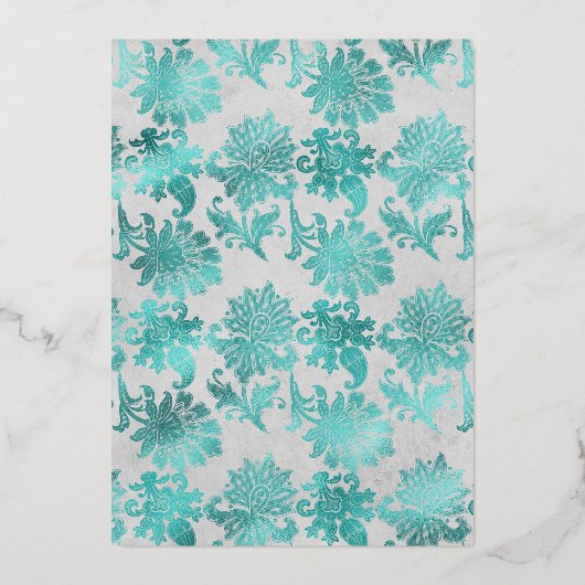 Invitation En Aluminium Mariage Turquoise, Noir et Argent (Verso)