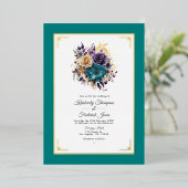 Invitation En Aluminium Mariage turquoise, violet et or (Debout devant)