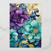 Invitation En Aluminium Mariage turquoise, violet et or (Verso)