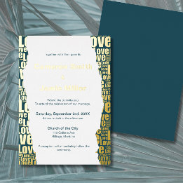 Invitation En Aluminium Mariage Typographie Élégante Gris Ardoise Foncé Am
