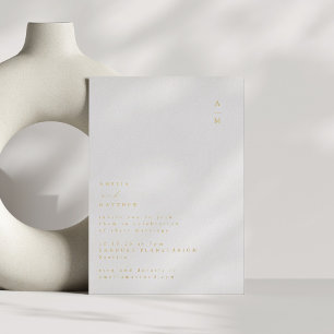 Invitation En Aluminium Mariage Typographie Or Monogramme Minimaliste Tend