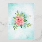 Invitation En Aluminium Mariage végétal rose rose or Turquoise (Verso)