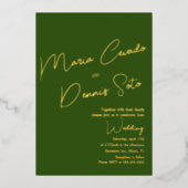 Invitation En Aluminium Mariage Vert Botanique Brun Script (Recto)