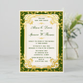 Invitation En Aluminium Mariage vert élégant (Debout devant)