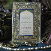 Invitation En Aluminium Mariage vert émeraude islamique ottoman turc