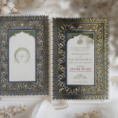 Invitation En Aluminium Mariage vert émeraude islamique ottoman turc