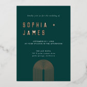 Invitation En Aluminium Mariage vert Foil Boho Arch (Recto)