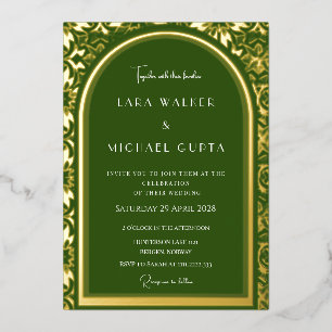 Invitation En Aluminium Mariage Vert Forêt (Rétro-Pointillé)