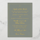 Invitation En Aluminium Mariage vert monogramme élégant encadré (Recto)