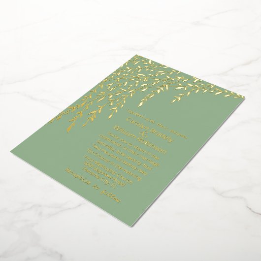Invitation En Aluminium Mariage Vert Sage clair Gold Wilds (Rotation)