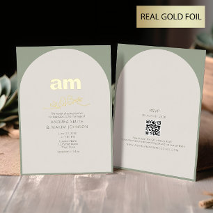 Invitation En Aluminium Mariage Vert Sauge et Or