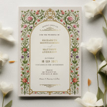 Mariage vintage Floral avec Roses et Or Ornate