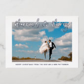 Invitation En Aluminium Marié & Joyeux Mariage M & Mme Premier Noël (Recto)