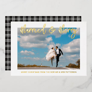 Invitation En Aluminium Marié & Joyeux Mariage M & Mme Premier Noël