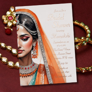 Invitation En Aluminium Mariée en Lehenga Choli Mariage Ethnique Indien