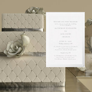 Invitation En Aluminium Mariés Élégants Argent Parents 2 Lieu Argent