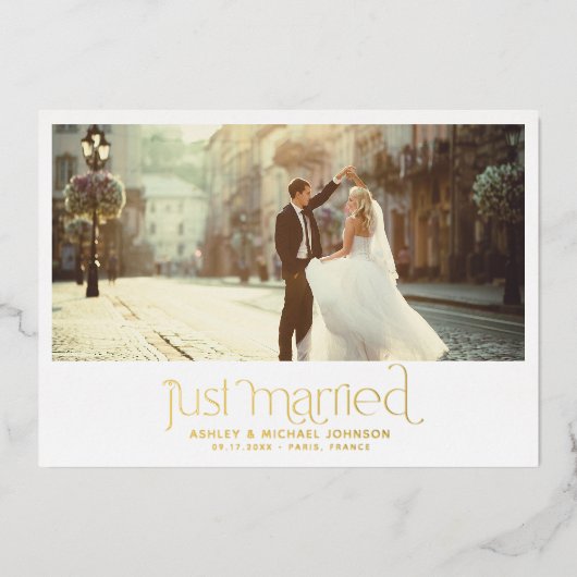 Invitation En Aluminium Mariés en Elopement 4 Réception Photo Seulement Or (Recto)