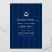 Invitation En Aluminium Marine bleu diplôme photo script moderne or réel (Verso)