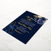 Invitation En Aluminium Marine bleu feuille d'or quinceañera (Rotation)