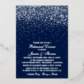Invitation En Aluminium Marine Bleu & Glam Silver Confetti Mariage répétit (Recto)