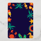 Invitation En Aluminium marine bleu plage côtière mariage d'été (Verso)