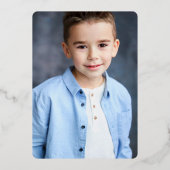 Invitation En Aluminium Marine Bleu Première Sainte Communion Photo Croix  (Verso)