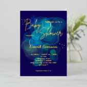 Invitation En Aluminium Marine bleu Vrai or (Debout devant)