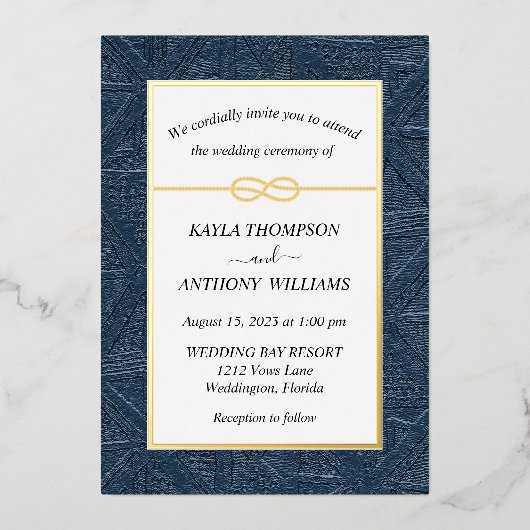 Invitation En Aluminium Marine Bleue Africaine Tribal Tout en un (Recto)