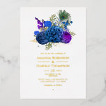 Invitation En Aluminium Marine Blue et or Vintage Peacock Mariage Foil In<br><div class="desc">Elégante marine vintage et faire-part de mariage royale bleue rose aux accents de violet dans un thème baroque paon personnalisable à vos spécificités d'événement.</div>