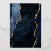 Invitation En Aluminium Marine Blue Gold Agate Mariage moderne (Verso)