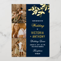 Marine Blue Gold Berry Twig 3 Photos Mariage