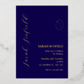 Invitation En Aluminium Marine Blue & Gold Foil 30e anniversaire Invitatio (Recto)