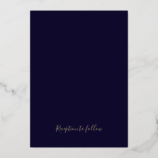 Invitation En Aluminium Marine Blue & Gold Peony Moderne Floral Mariage (Verso)