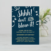 Invitation En Aluminium Marine Blue & Gold Surprise Anniversaire Ne souffl (Debout devant)