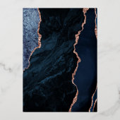 Invitation En Aluminium Marine Blue Rose Gold Agate Mariage moderne (Verso)