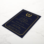 Invitation En Aluminium Marine Caduceus+Laurel École Médicale (Rotation)