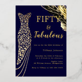 Invitation En Aluminium Marine Cinquante et fabuleuse robe d'or 50e annive (Recto)