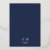 Invitation En Aluminium Marine classique océanique bleu Mariage or (Verso)