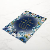 Invitation En Aluminium Marine Dusty Blue White Flowers 90e anniversaire (Rotation)
